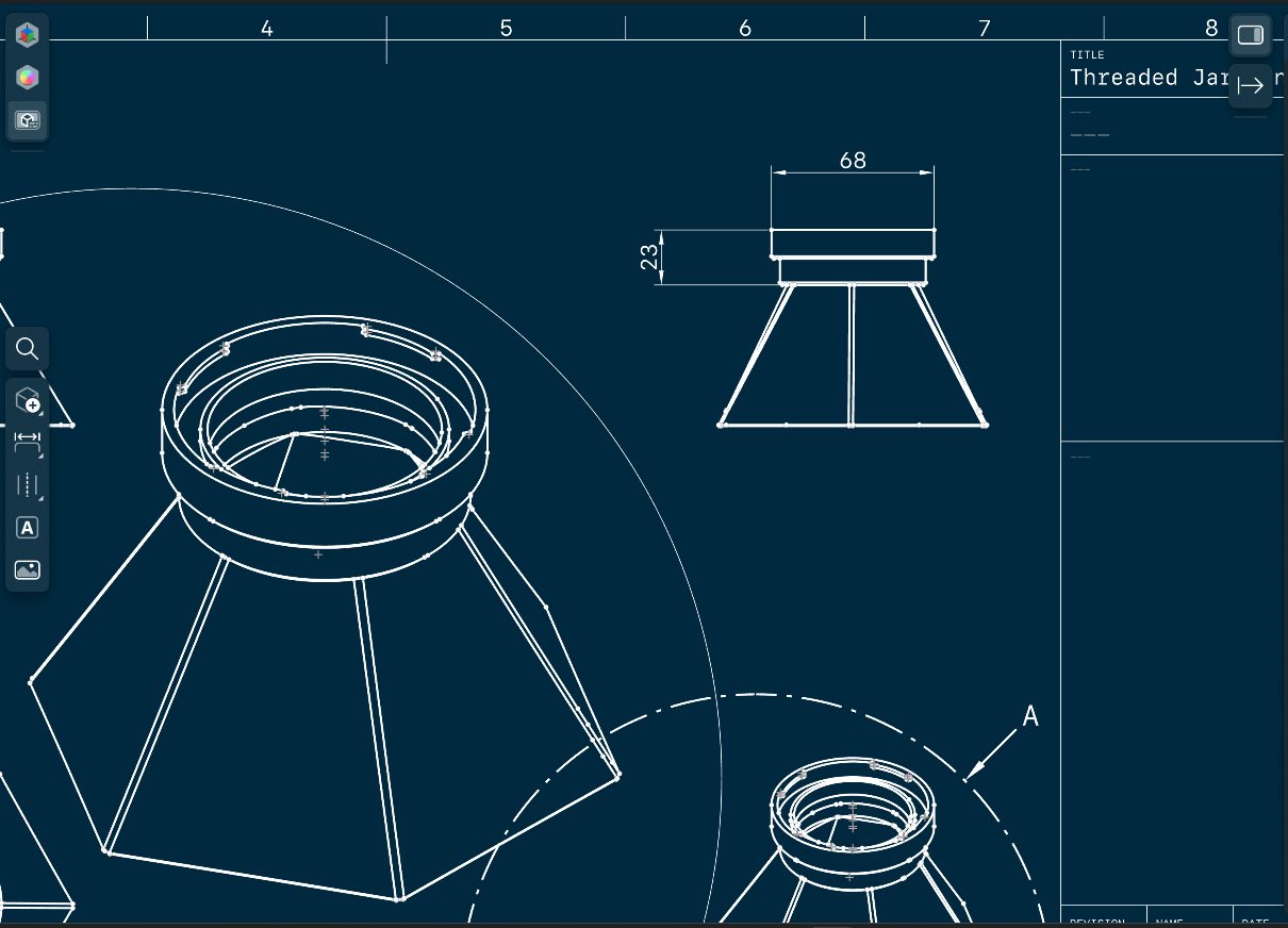 Dimensioned drawing of the jar funnel