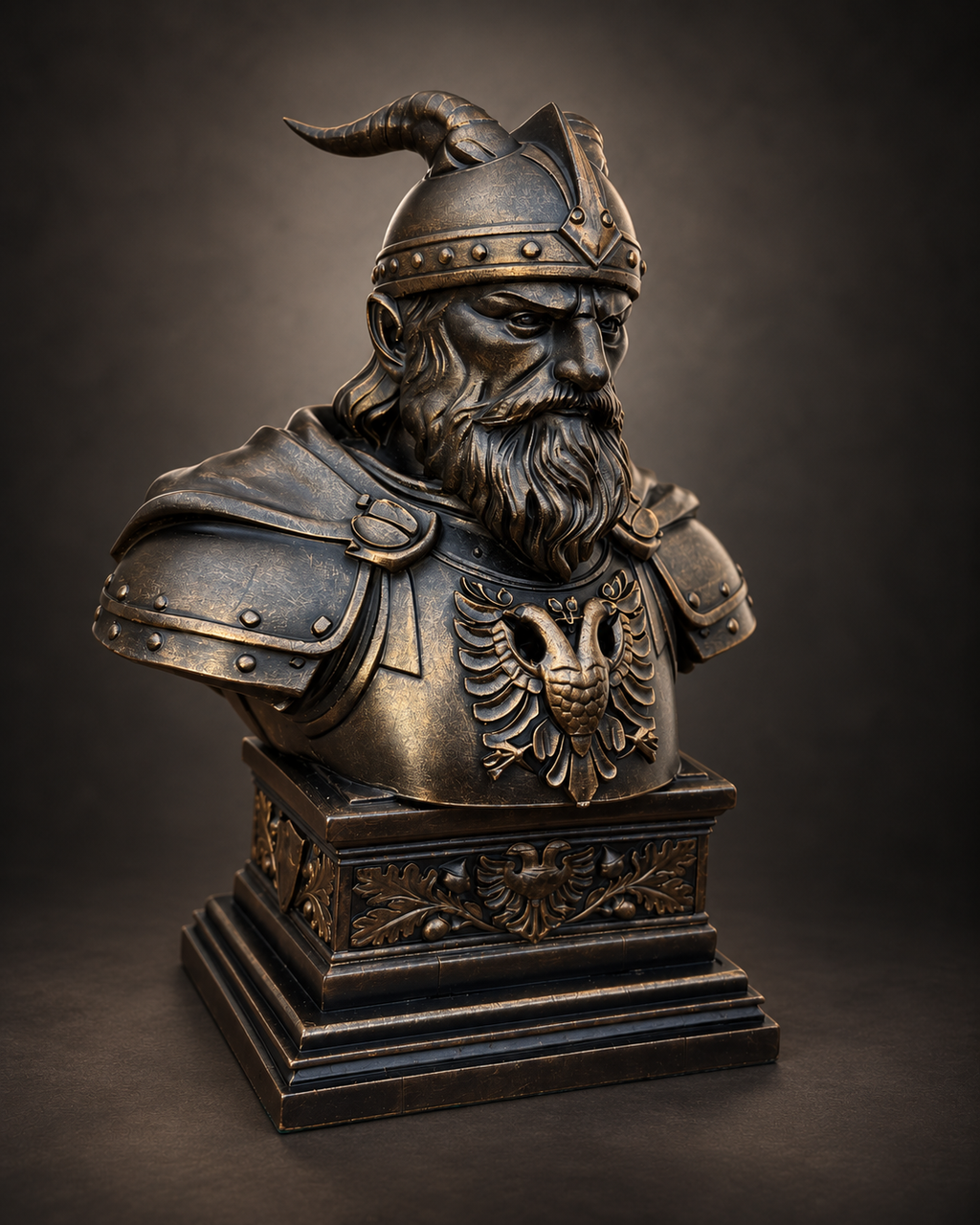 Skanderbeg historical portrait sculpture, gallery view
