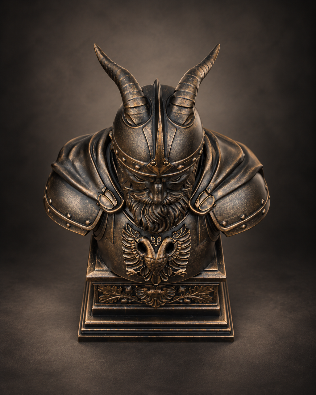 Skanderbeg hand-finished portrait sculpture, gallery view