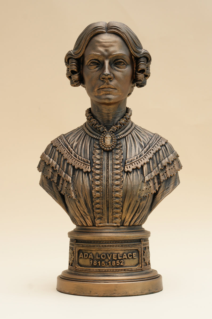 Ada Lovelace bronze-effect portrait bust, front view