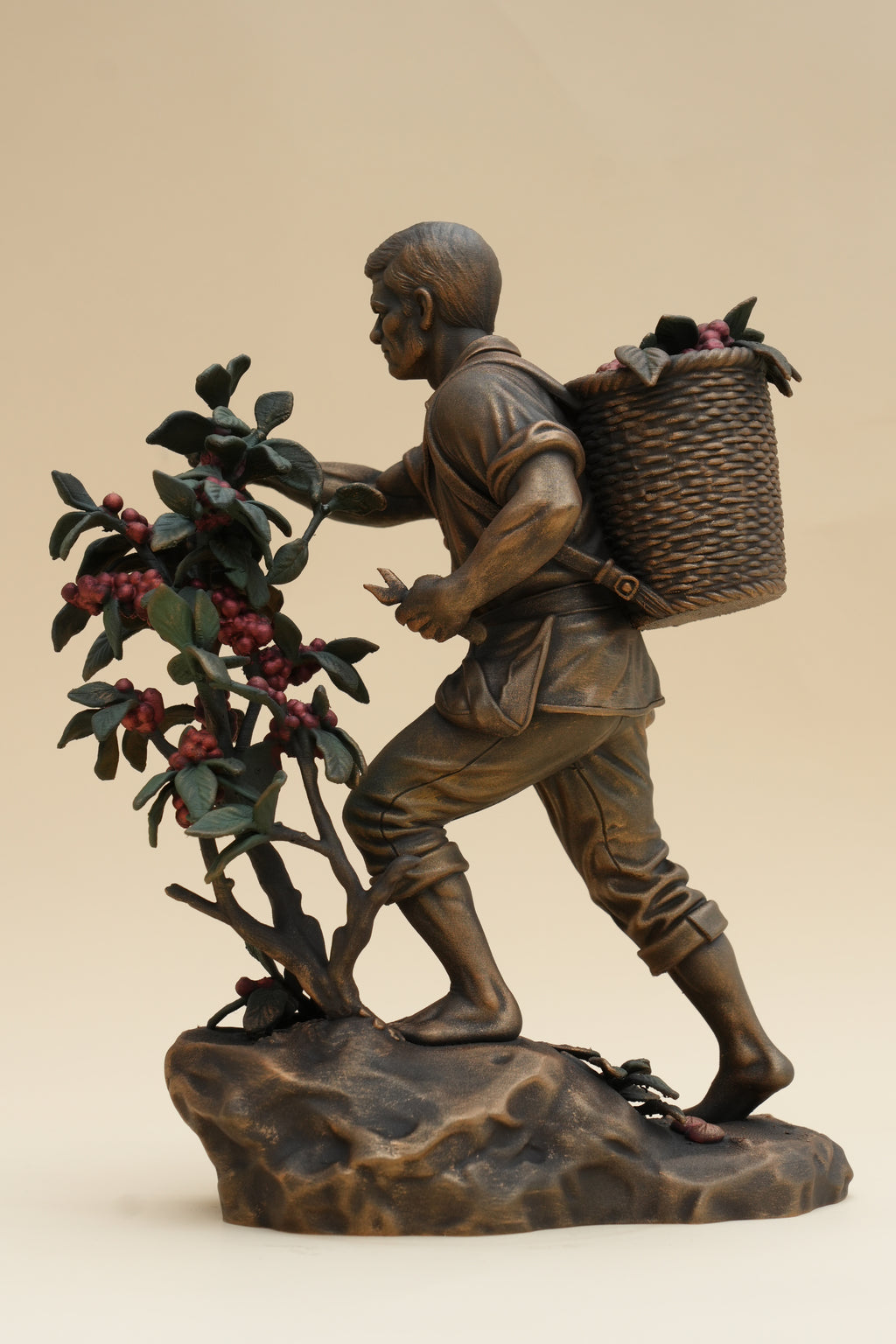Coffee Harvester sculpture, side view