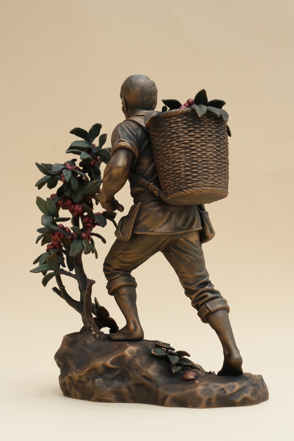 Coffee Harvester sculpture, rear view with basket