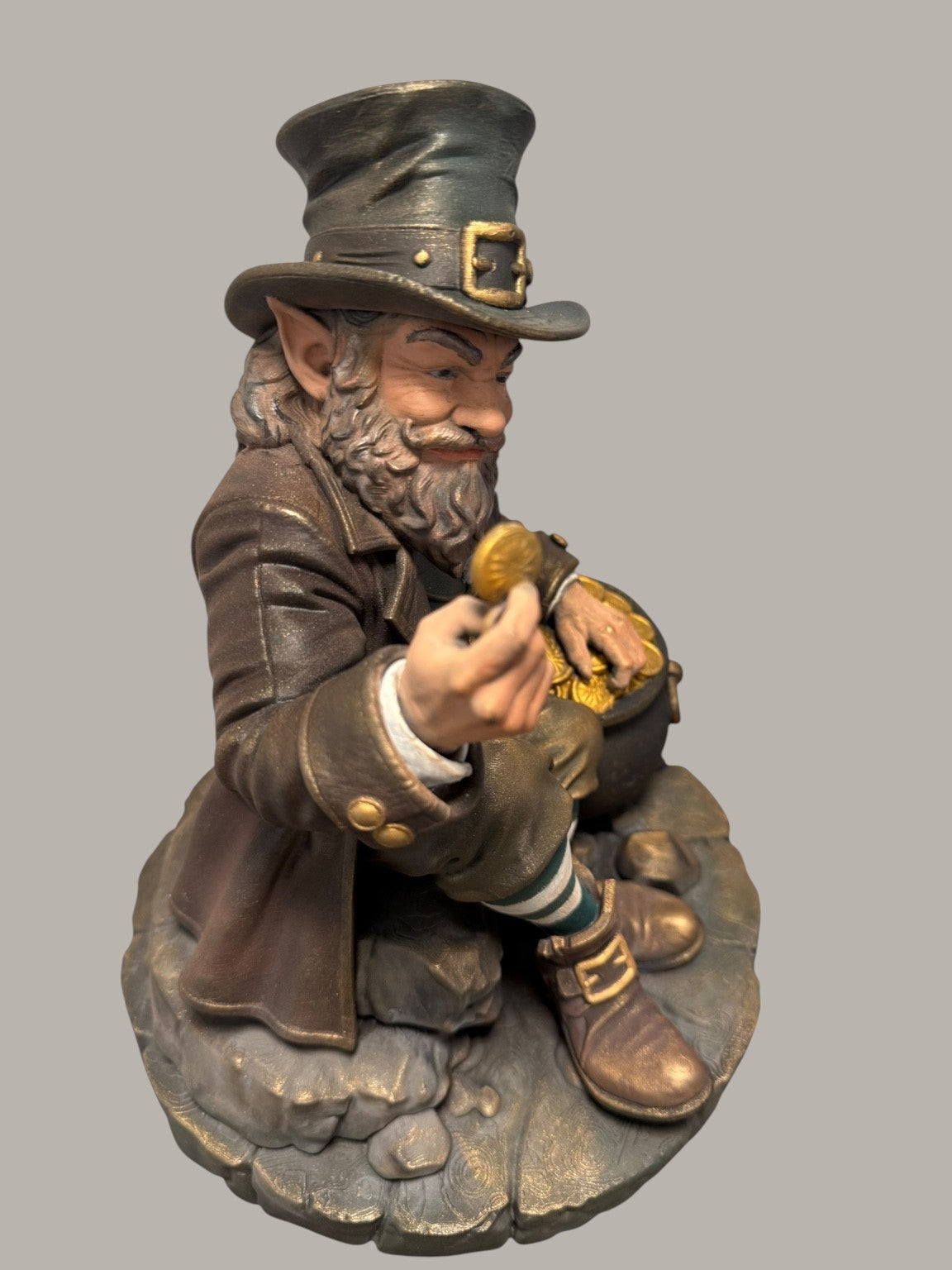 The Leprechaun — Keeper of Secrets sculpture, three-quarter view