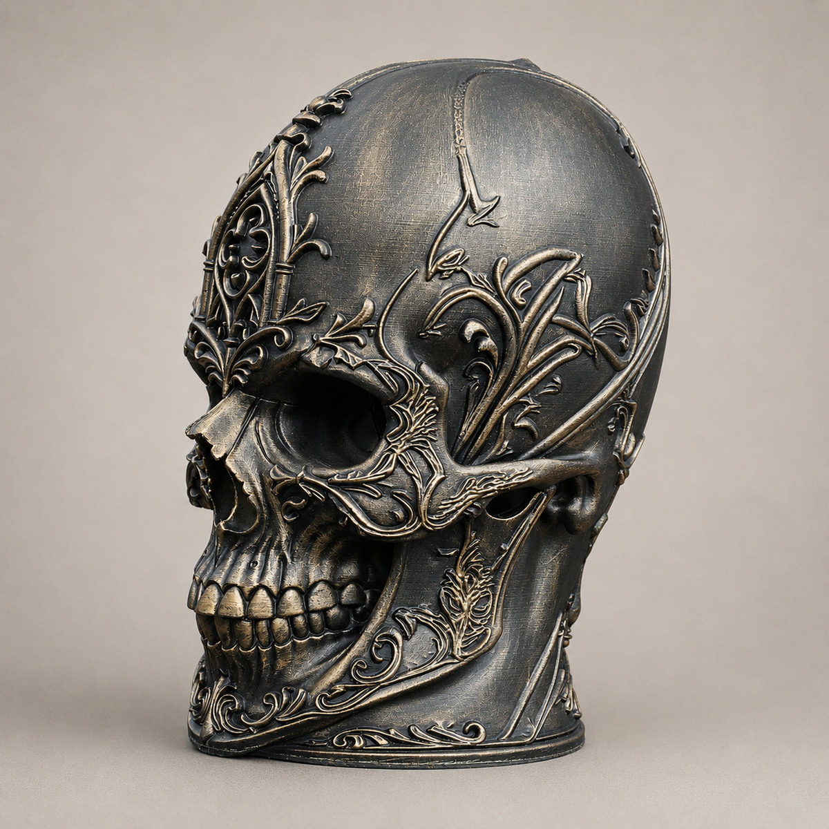 Victorian Filigree Skull, side view
