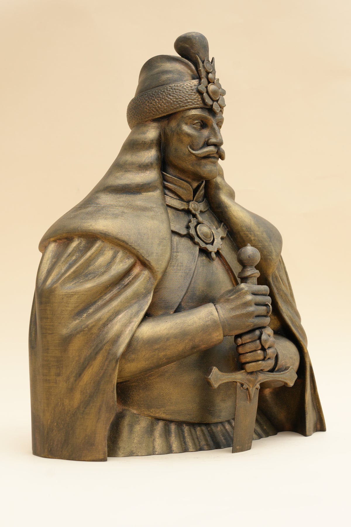 Vlad the Impaler bust, three-quarter view