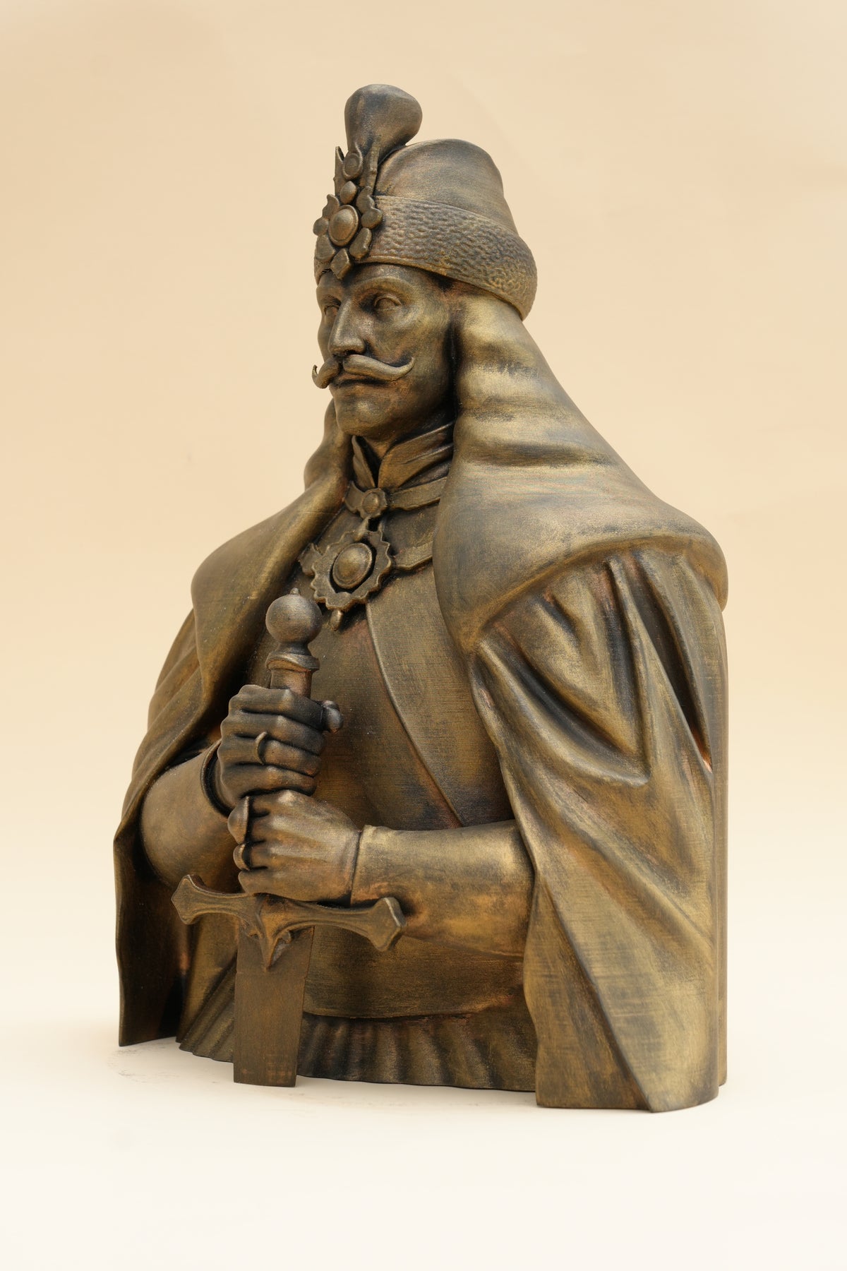Vlad the Impaler bust, side view