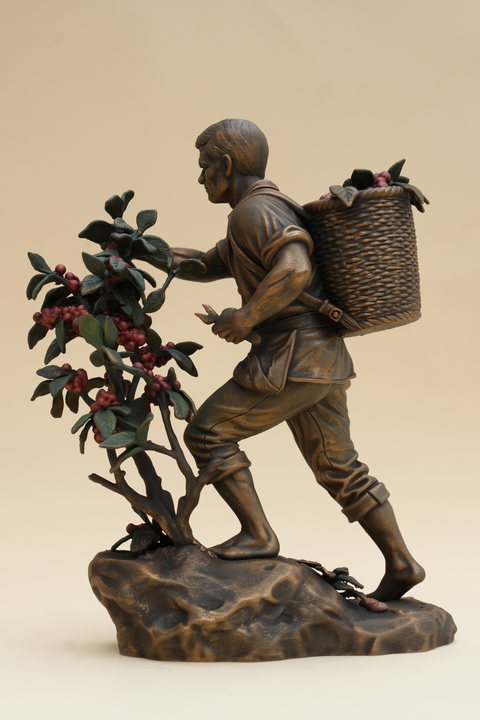 Finished Coffee Harvester sculpture by Vantage3DLab