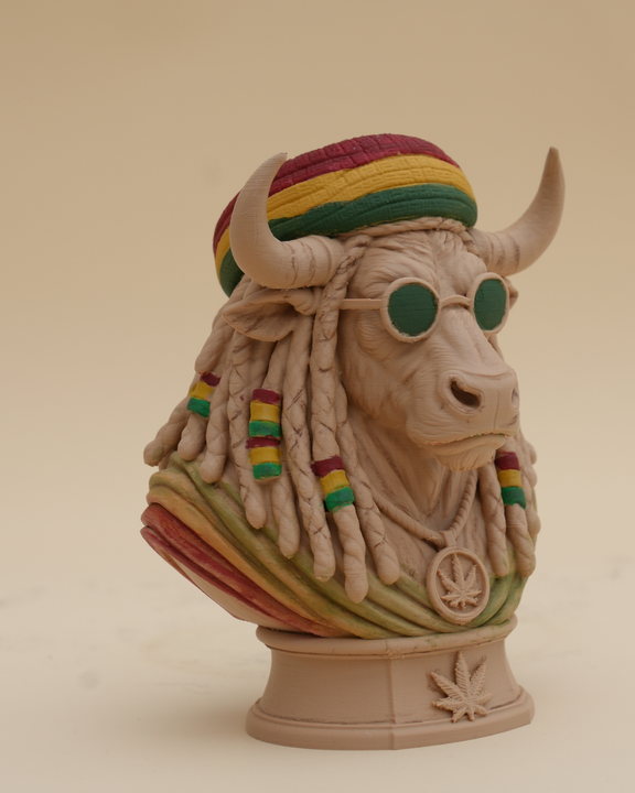 Mini Rasta Bull character bust